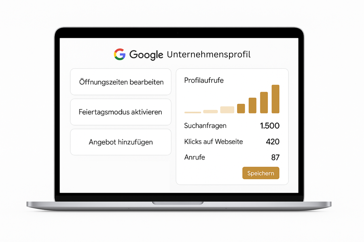 Google Unternehmensprofil verwalten und analysieren Düsseldorf